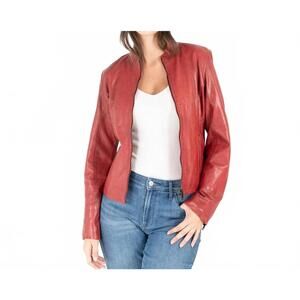 NEW MAURITIUS chessy rf leather jacket in ox red